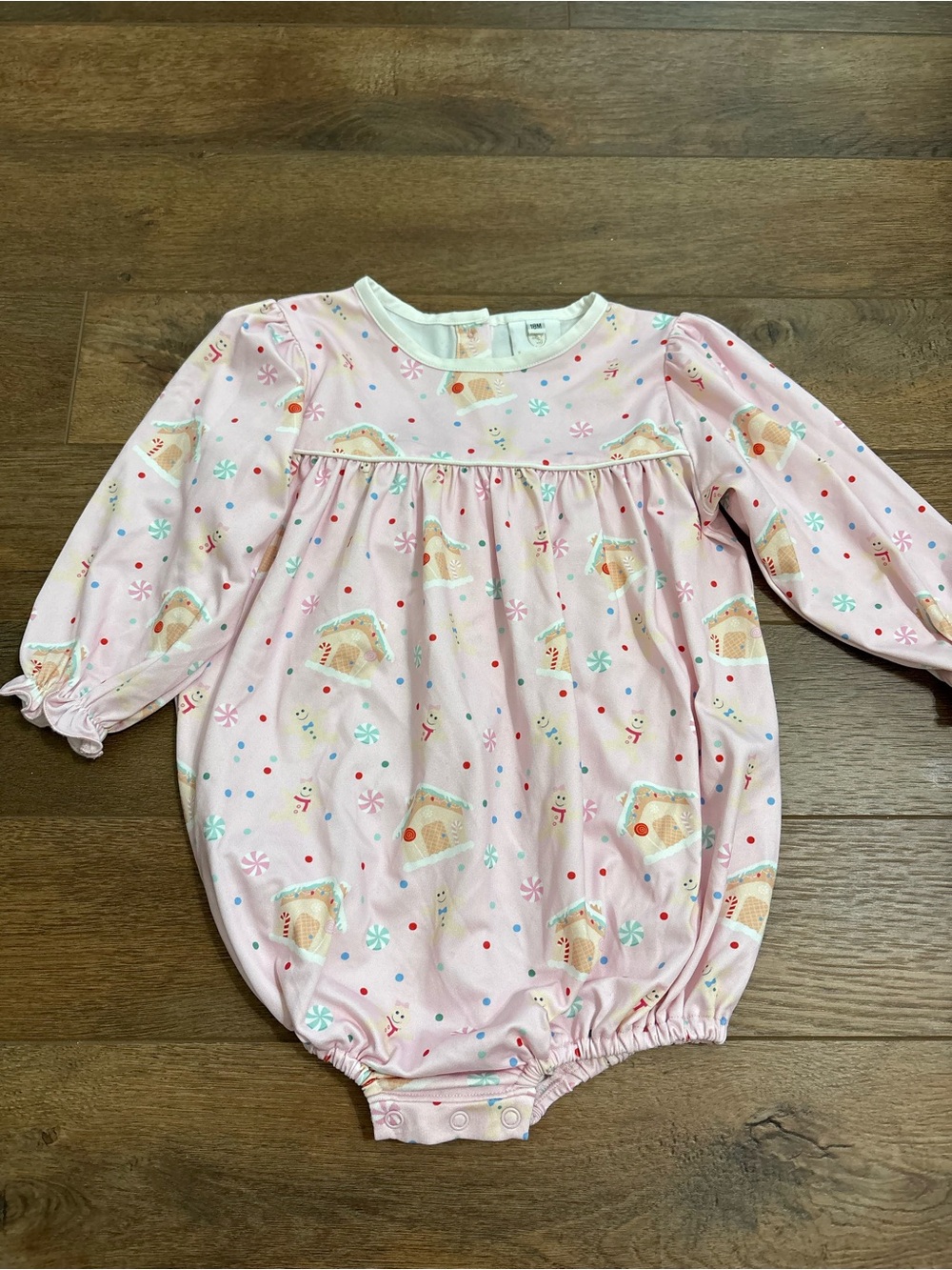 Lullaby Set Pink Holiday Gingerbread Print Baby One-Piece Bodysuit size 18m